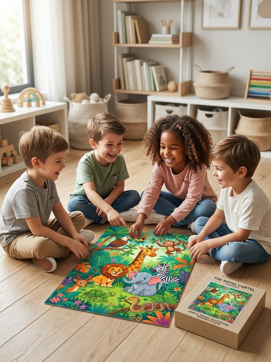 Jungle Animal Adventure MDF Wooden Puzzle (6×8 Inch)