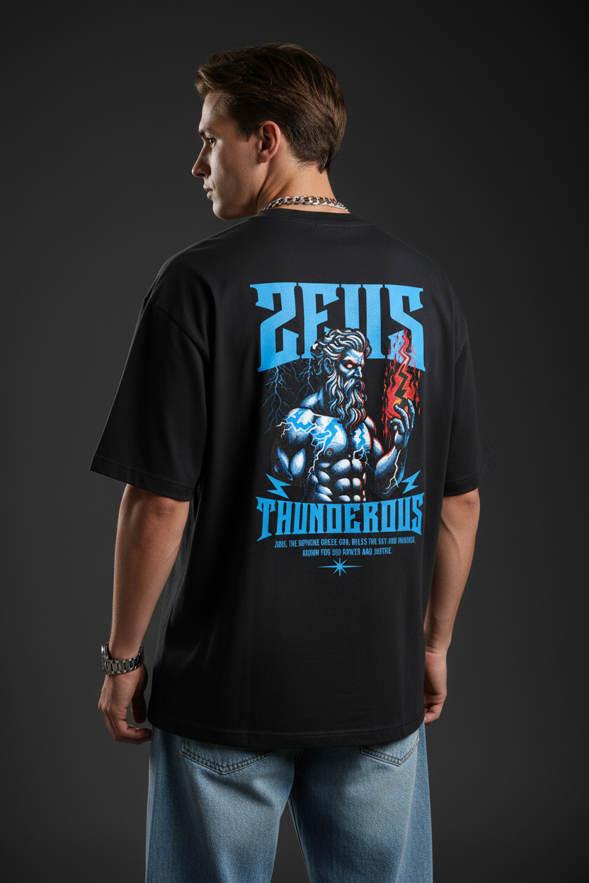 Zeus Thunderous Oversized Unisex T-shirt | The Royal Cartel Fashion
