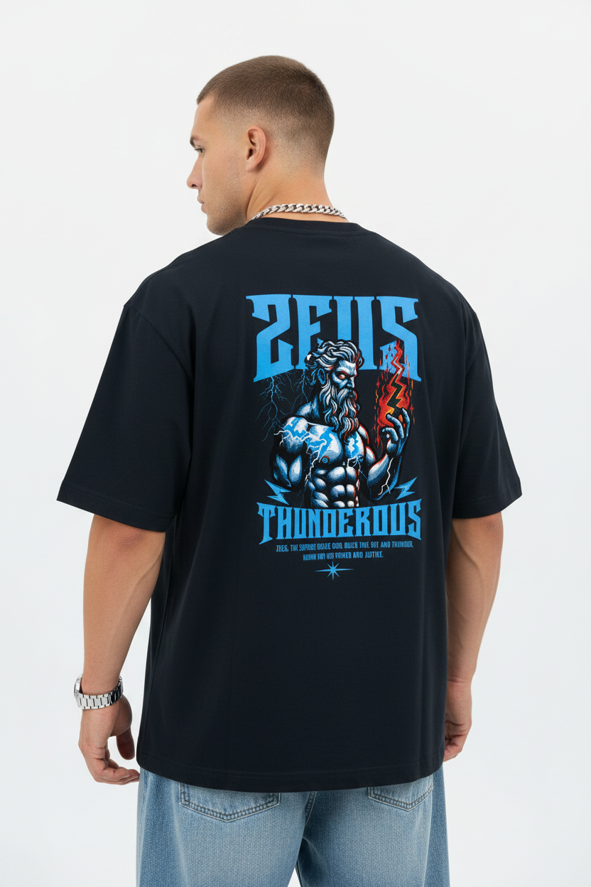 Zeus Thunderous Oversized Unisex T-shirt | The Royal Cartel Fashion