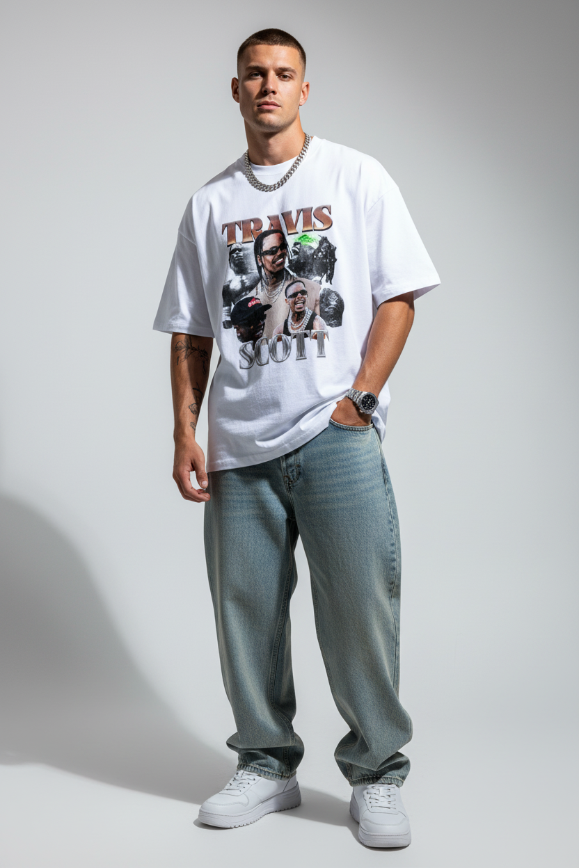 Travis Scott Vintage Streetwear Terry Unisex Oversized T-shirt