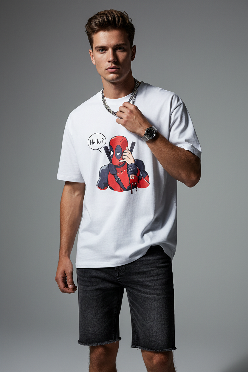 Deadpool Savage Hello Graphic T-shirt | The Royal Cartel Fashion