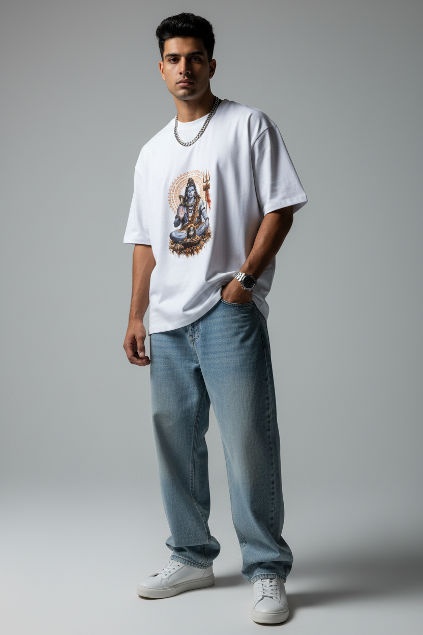 🔱 Mahadev Divine Meditation Oversized T-shirt | The Royal Cartel Fashion