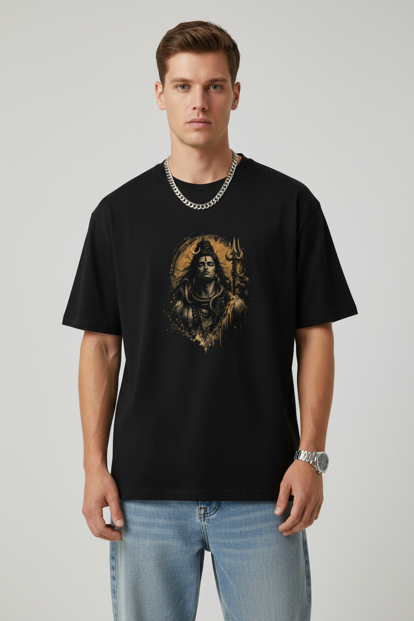 🔱 Mahadev Dark Gold Graphic T-shirt