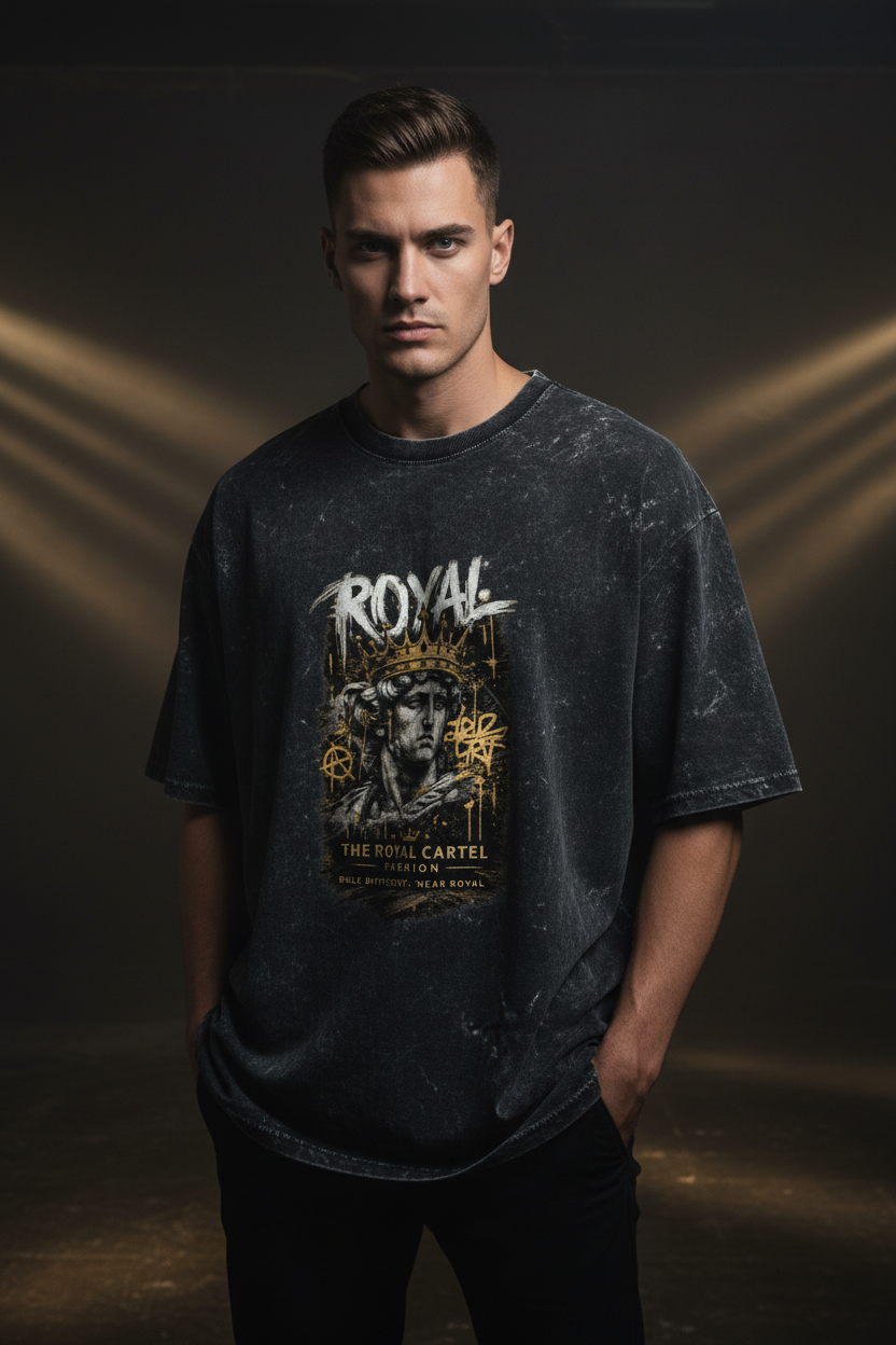 👑 Royal Legacy Acid Washed Oversized T-shirt