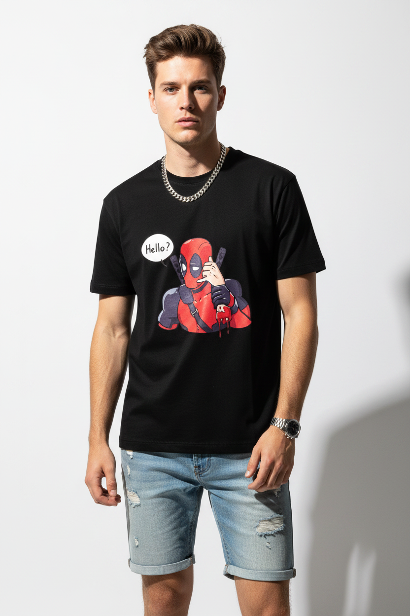 Deadpool Savage Hello Graphic T-shirt | The Royal Cartel Fashion