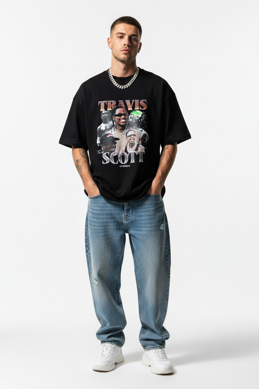 Travis Scott Vintage Streetwear Terry Unisex Oversized T-shirt