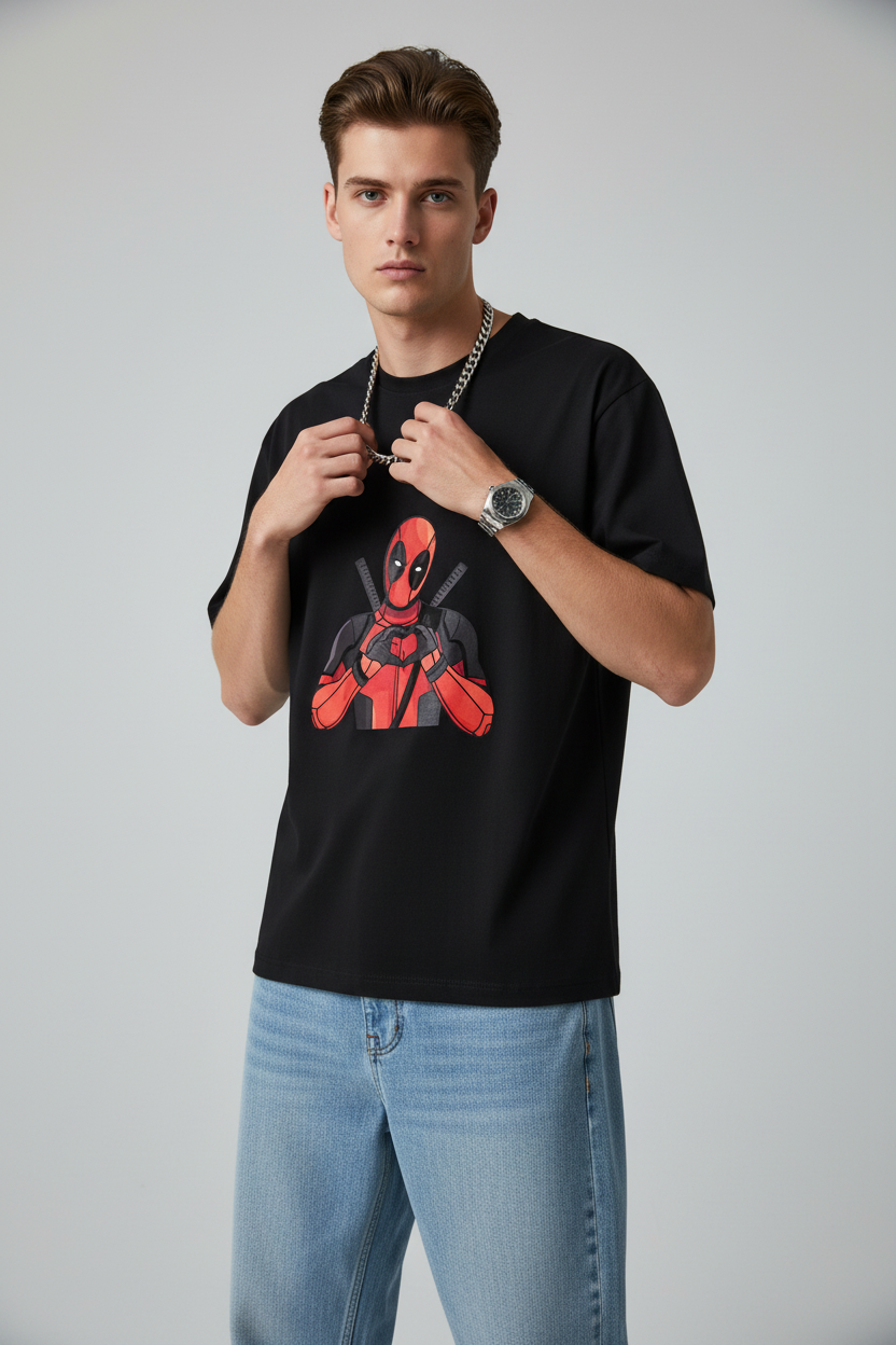 Deadpool Heart Graphic T-shirt | The Royal Cartel Fashion