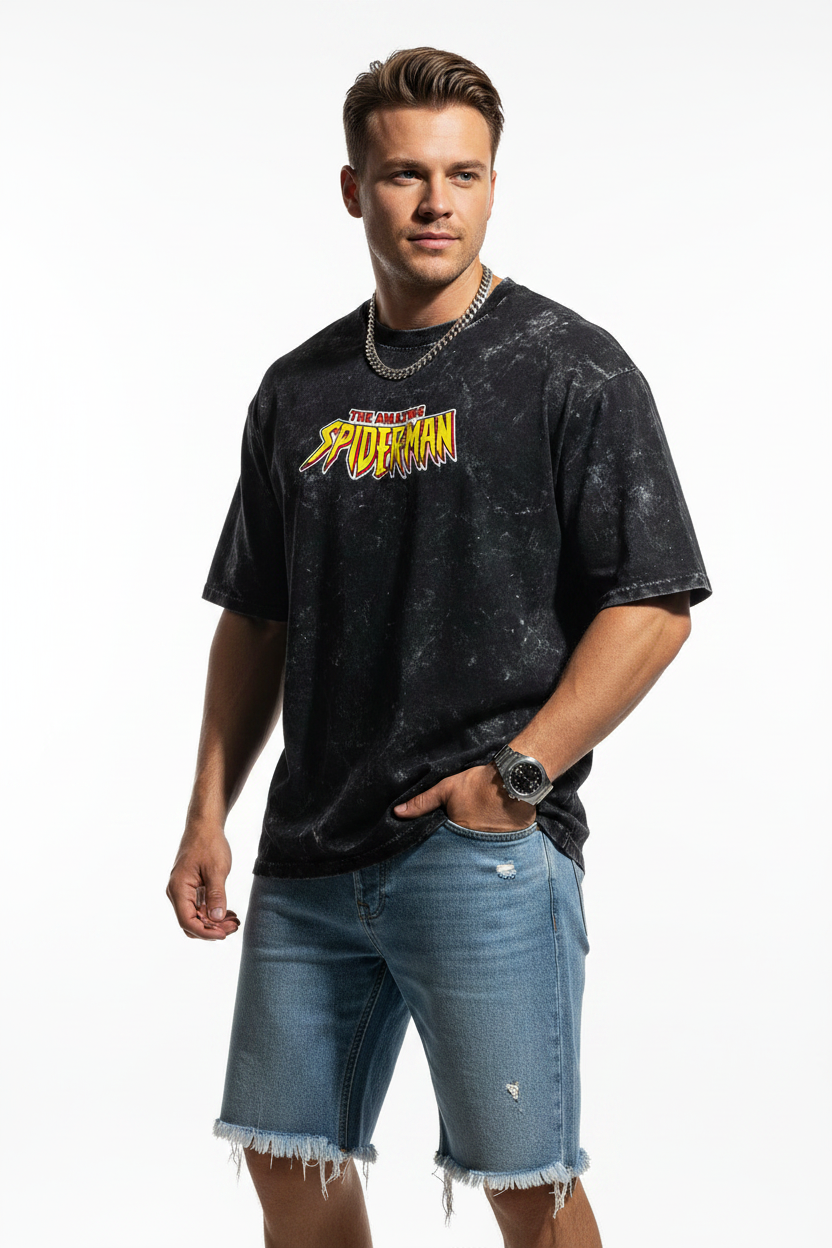 The Amazing Spider-Man Acid Wash Oversized T-shirt