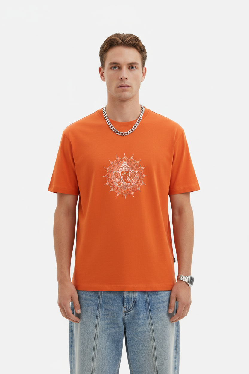 Ganpati Bappa Minimal Mandala Art T-shirt | The Royal Cartel Fashion