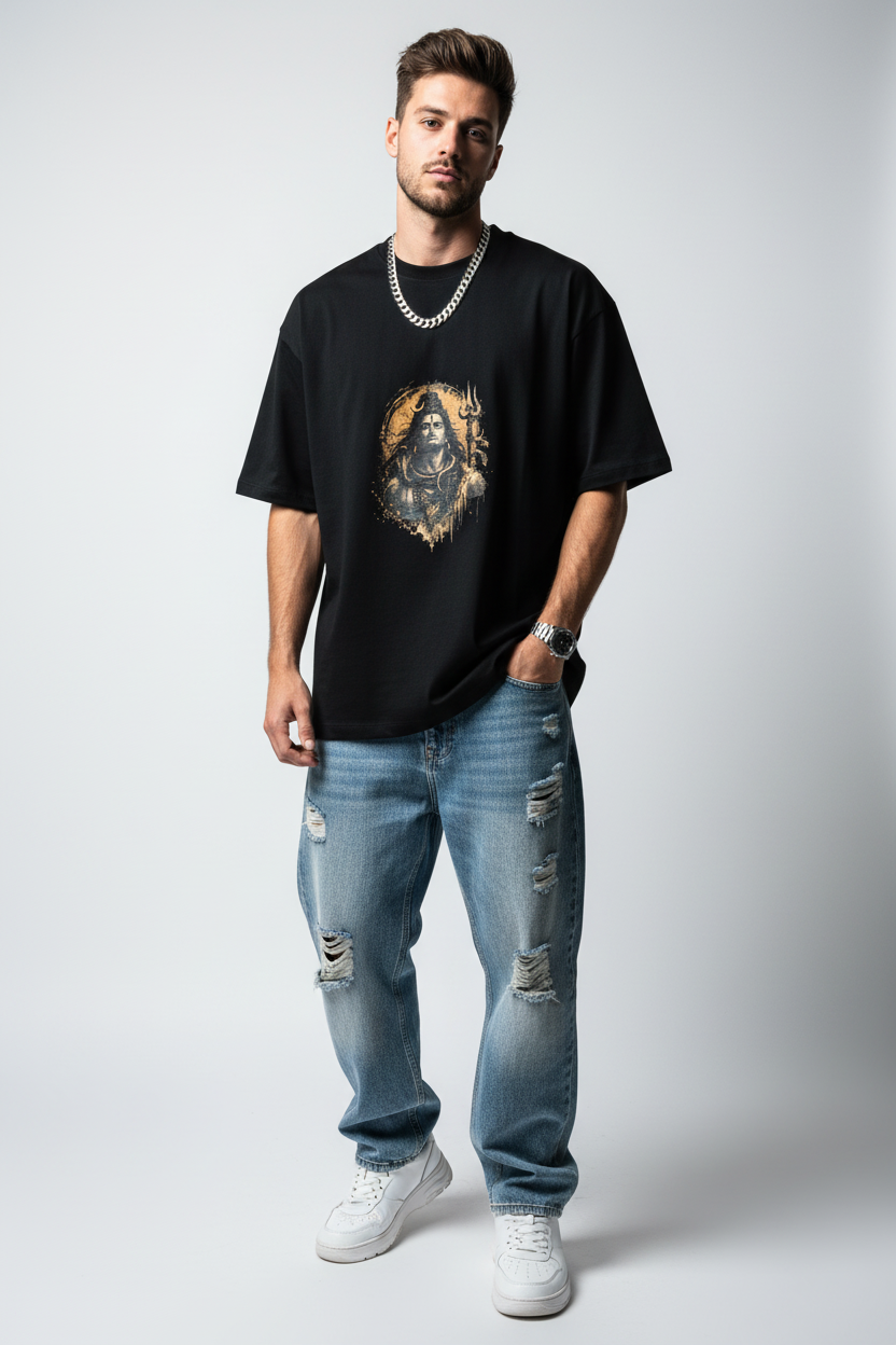 🔱 Mahadev Dark Gold Graphic T-shirt