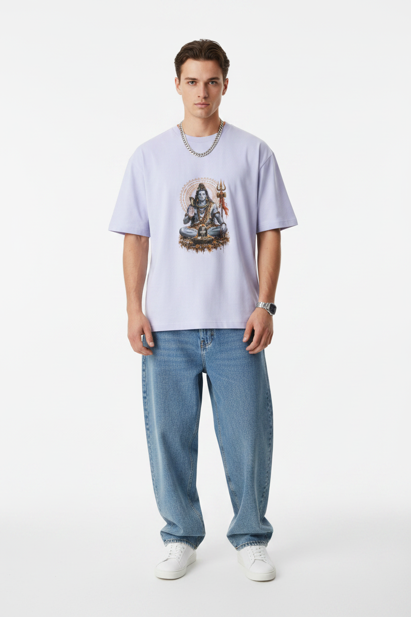 🔱 Mahadev Divine Meditation Oversized T-shirt | The Royal Cartel Fashion