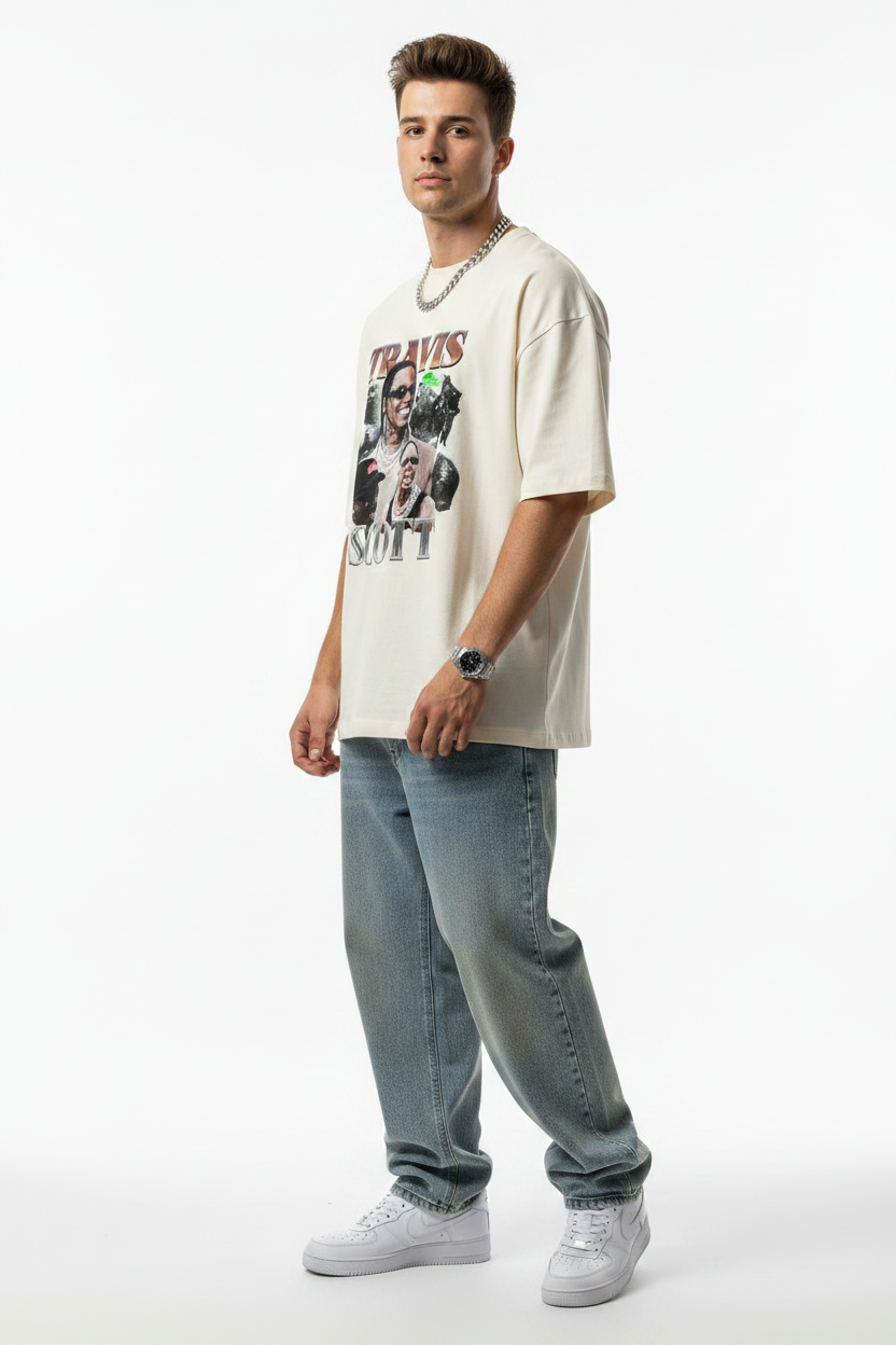 Travis Scott Vintage Streetwear Terry Unisex Oversized T-shirt