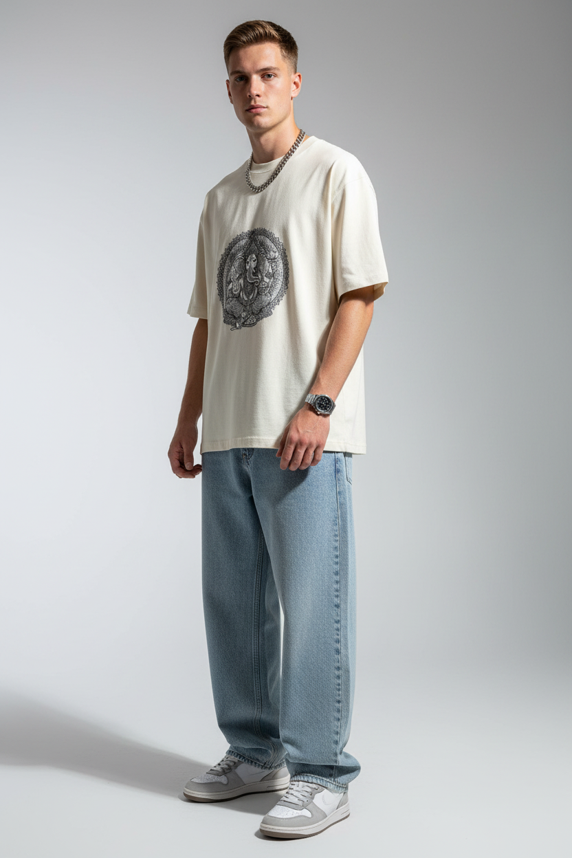 Mandala Art Ganesha Oversized T-Shirt | Zentangle Ganesh Art