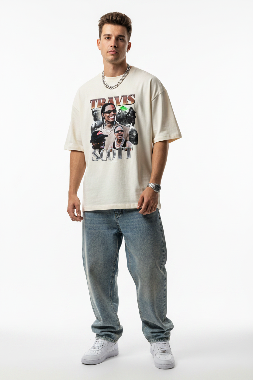 Travis Scott Vintage Streetwear Terry Unisex Oversized T-shirt
