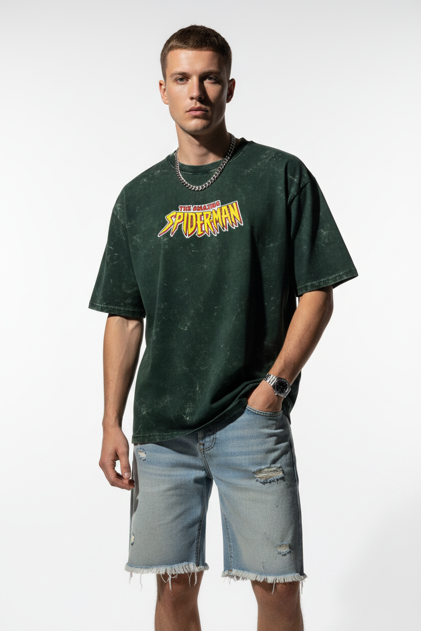 The Amazing Spider-Man Acid Wash Oversized T-shirt