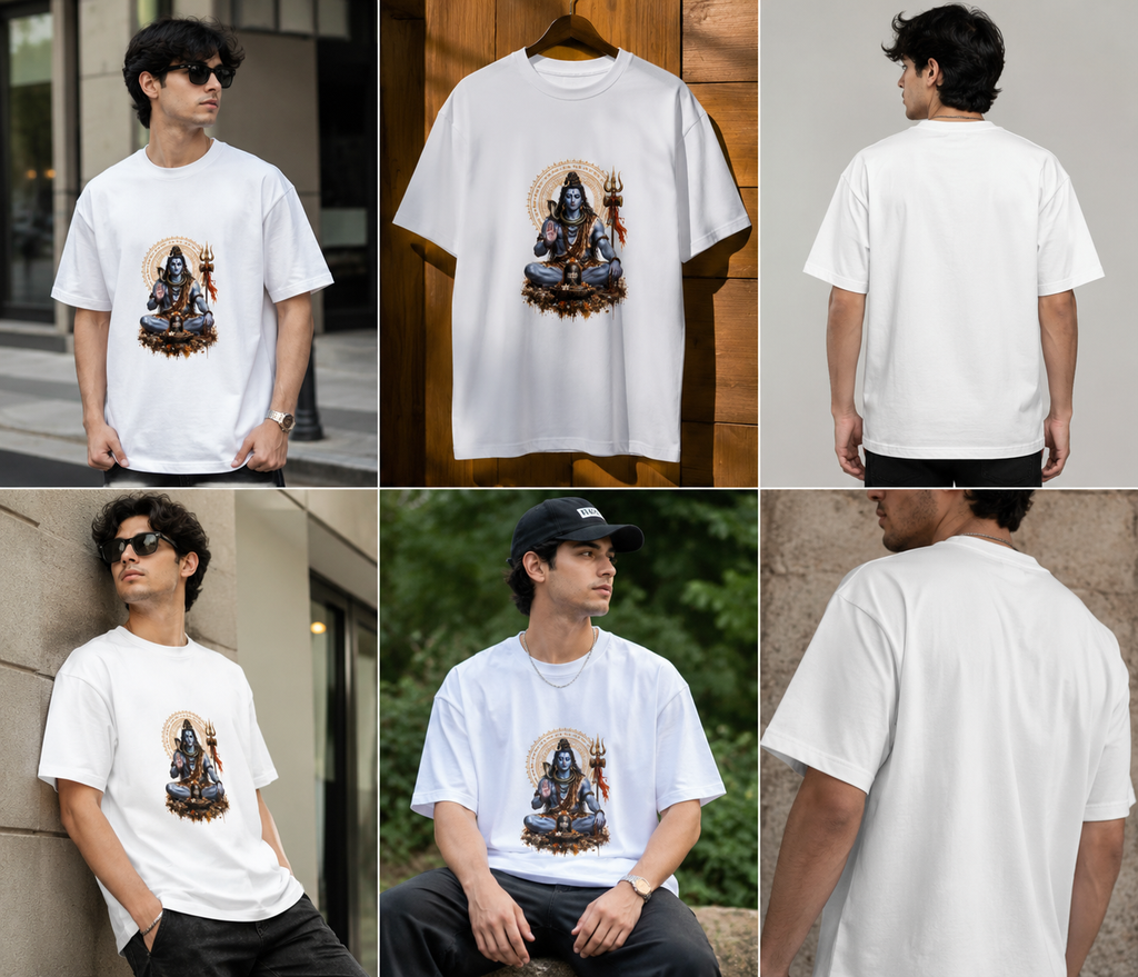 🔱 Mahadev Divine Meditation Oversized T-shirt | The Royal Cartel Fashion